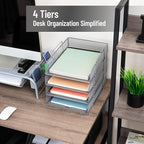 Mind Reader Stackable Paper Tray, Desktop Organizer, File Storage, Office, Metal Mesh, 10.5" L x 13.5" W x 11.25" H, 4 Pcs., Silver
