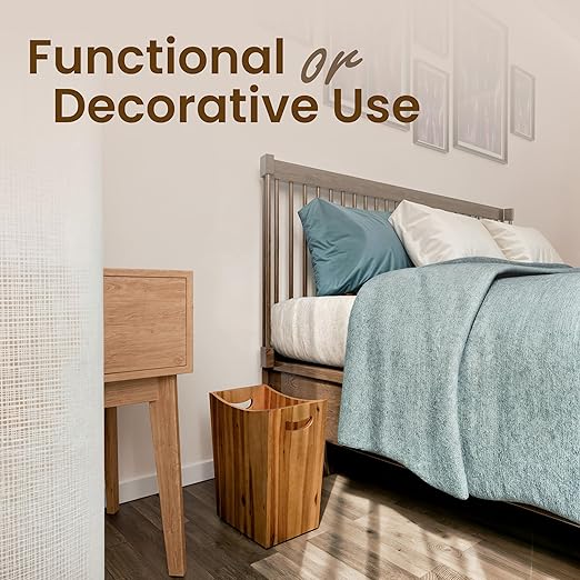 Tidita 2 Gallon Acacia Wooden Bin, Wastebasket – Small Trash Can, Decorative Bathroom Trash Can, Waste Basket for Bedroom, Office Garbage Can, Wood Bathroom Accessories, Boho Bedroom Decor