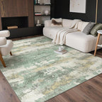 GENIMO No Crease Non Slip 8x10 Area Rugs for Living Room, Craft Woven Modern Abstract Rug, Soft Floor Carpet, Single-Piece Rugs for Bedroom, Dining Room, Office, Green Gray