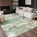 GENIMO No Crease Non Slip 9x12 Area Rugs for Living Room, Craft Woven Modern Abstract Rug, Soft Floor Carpet, Single-Piece Rugs for Bedroom, Dining Room, Office,Green Gray