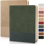 TSFPapier Lined Journal Notebook for Work College Ruled Note Book 7.2"x9.6" B5 PU Leather Daily Journaling 160 Pages for Women Men Writing Home School Supplies Business (Khaki/Green)