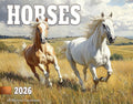 2026 Horses Illustrated Wall Calendar 16-Month X-Large Size 14x22, Horse Calendar by The KING Company-Monster Calendars