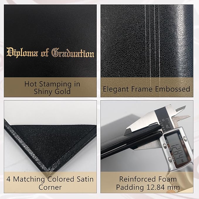 GraduationMall 11"x14" Imprinted Padded Diploma Cover Certificate Holder Black