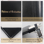 GraduationMall 11"x14" Imprinted Padded Diploma Cover Certificate Holder Black