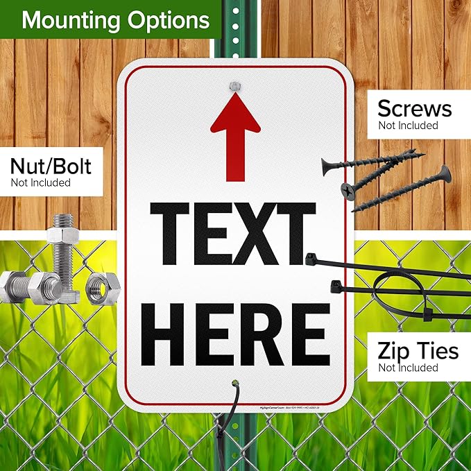Custom Arrow,Custom Directional Sign, Up Arrow,12x18 Inches, 3M EGP Reflective, Rust Free .063 Aluminum, Fade Resistant, Made in USA by My Sign Center
