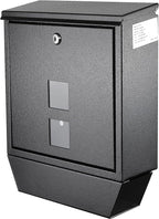 POCHAR Wall Mount Mailbox with Lock - Rainproof Galvanized Steel Locking Mailbox for Outside with Newspaper Compartment - Modern Mail Box for Residential or Commercial Use, Black