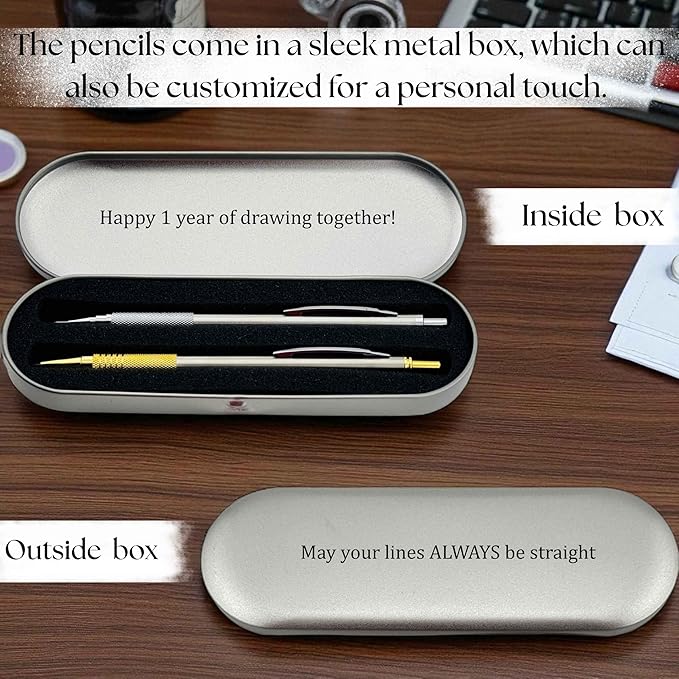 ELMA VADA STUDIO Custom Engraved Mechanical Pencil Set – Personalized 0.7mm & 2.0mm Refillable Drafting Tools – Gift for Architects, Engineers, Students, Designers, Graduation (Pencils Set Engraved)