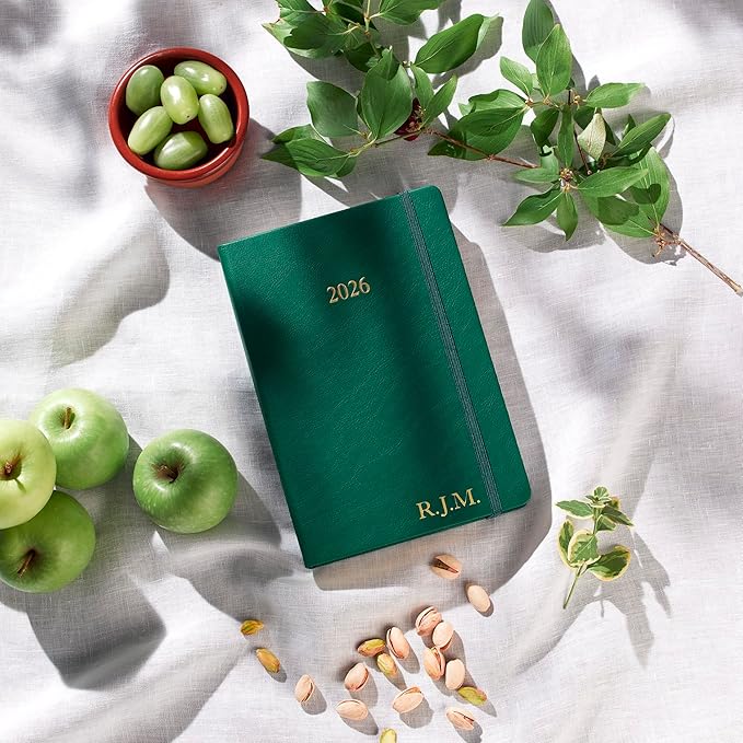 Wykeham's Executive 2026 Daily Journal Planner – US Public Holidays & Format – Customization Available (Personalized Racing Green, 8.5"×5.5")
