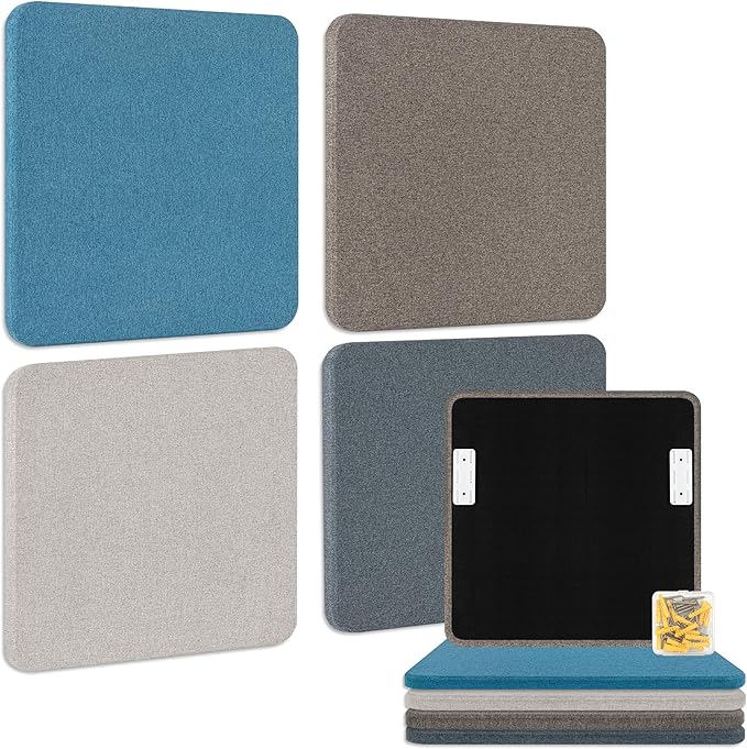 BUBOS 4 PCS Fabric Acoustic Panels 23.6''x23.6'' Decorative Sound Dampening Panels, Sound Absorbing Panels for Studios, Office, Home Theater,Mistral