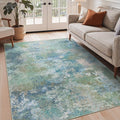GENIMO Washable Rugs 4x6 Area Rugs for Living Room Bedroom, Modern Lightweight Rug Ultra Soft Indoor Area Rugs 4x6 for Dining Room, Low Pile Carpet with Non Slip Backing, Blue Green