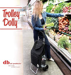 dbest products Trolley Dolly Black Foldable Shopping cart for Groceries with Wheels and Removable Bag and Rolling Personal Handtruck Standard
