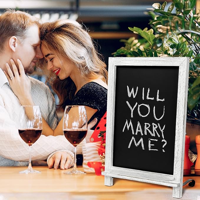 Rustic Whitewash Tabletop Chalkboard Sign/Hanging Magnetic Wall Chalkboard/Small Countertop Chalkboard Easel/Kitchen Countertop Memo Board / 12" x 17" in. Weddings, Birthdays, Baby Announcements