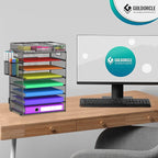 GoldOrcle 8 Tier Paper Letter Tray Organizer with Drawer & 2 Pen Holders, Mesh Desk File Holder Storage Organization for Home School Classroom & Office