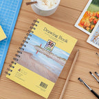 Elan A5 Drawing Book, 50 Sheets Italian Paper 90 lb/200 GSM, Acid-Free Sketch Book 8.3x5.8 Inch, White Drawing Paper Pad, A5 Sketchbook Spiral Bound