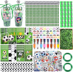LiYiQ 247 Pcs Soccer Party Supplies Return Gifts for Party, Student Stationery Gifts from Teacher Rewards Prizes, Pencil Erasers Notebooks Stickers for Soccer Classroom Birthday