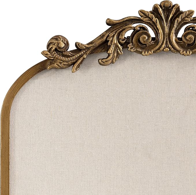 Kate and Laurel Arendahl Arch Pinboard; Gold; 19 x 31; Framed Arched Ornate Vintage Pinboard for Unique Display; Organization; and Decor Options