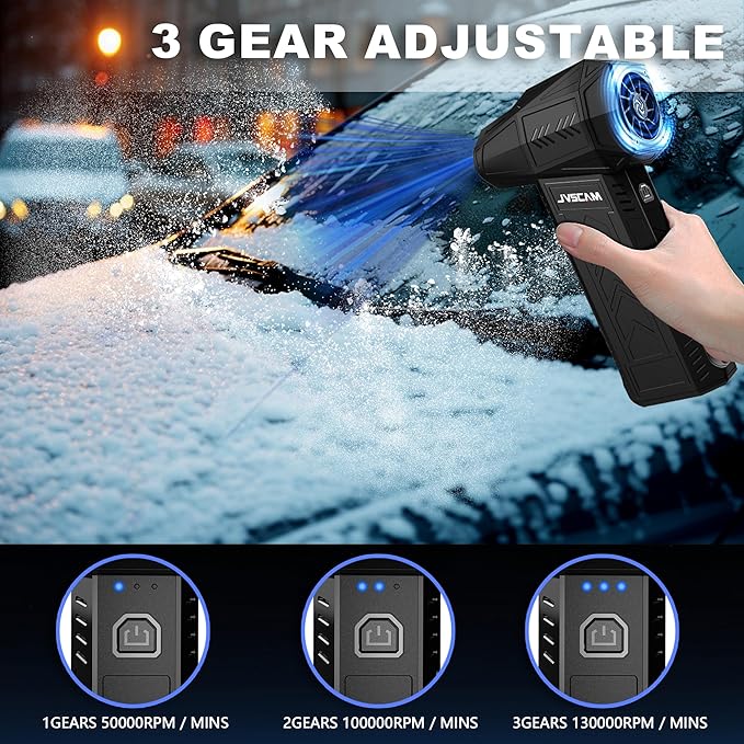 Compressed Air Duster - 180,000 RPM Electric Air Duster - with Brushless Motor, 3-Gear Adjustable Air Duster - for Keyboard, PC, Car, Air Bed, and Home Cleaning (X11)