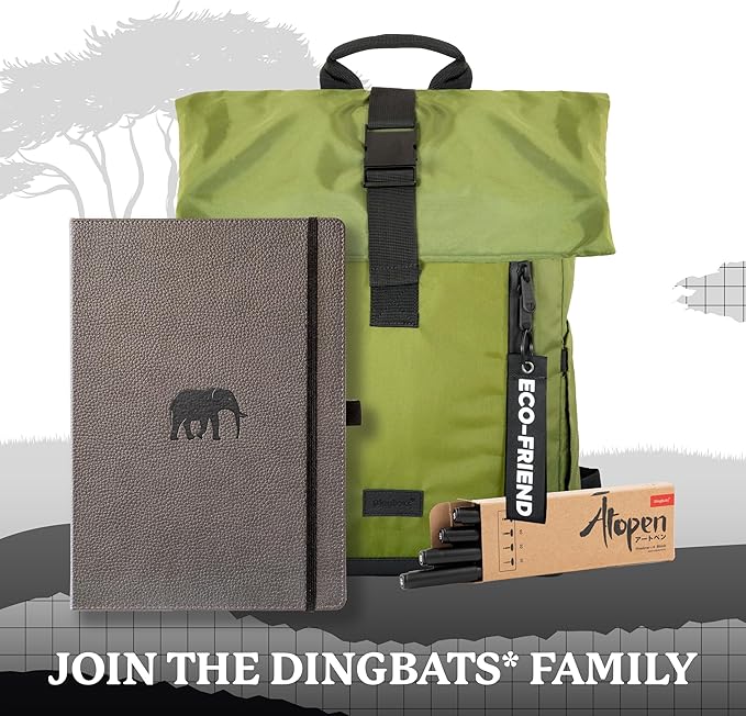 Dingbats* - Wildlife Dotted Extra Large A4 Notebook - PU Leather Hardcover Journal for Work, Writing - Pocket, Elastic Closure, Pen Holder, Bookmark