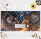 Cute Anime Dragon Desk Mat Kawaii Mouse Pad Gaming XXL Large Extended Desk Matt for Desktop with Stitched Edges, Laptop Computer Keyboard Mouse Mat for Women Office Decor Accessories 31.5''x15.7''