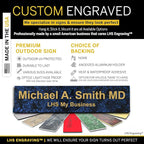 Custom Name Plate with Choice of Mounting for Walls, Doors, Cubicles, Hanging and More - Personalized Celestial Blue Plastic Gold Letters - USA Made 2x12 - S1