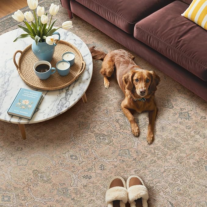 GENIMO 2x10 Runner Rugs for Hallway, Machine Washable Non Slip Vintage Rugs, Low Pile Lightweight Soft Print Rug for enrtyway, Corridor, Home Office, Kitchen, Oatmeal Beige