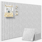 Large Cork Board for Wall 36" x 48" Gray Bulletin Board with Safe Removable Adhesive Squares for Pictures Photos, Alternative CorkBoard Felt Pin Boards Tiles for Office Classroom Wall Decor - 12 Pack
