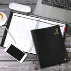 2026 Monthly Planner/Calendar - Jan 2026 - Dec 2026, Monthly Planner 2026, 12 Months, Faux Leather, 8.86" x 11.4", 15 Notes Pages, Strong Twin - Wire Binding, Tabs, Perfect Organizer - Black