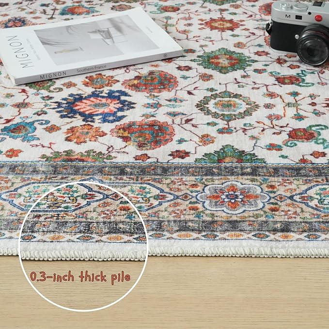 Rugcomf Runner Rug for Hallways Kitchen Rug Non Slip 2'6''x8' Washable Rugs with Rubber Backing Soft Carpet for Hallways, Kitchen, Laundry, Bedroom, Bathroom (Colorful)