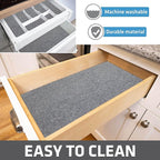 Drymate Premium Luxury Shelf & Drawer Liner, Thick Cushioned Fabric, Non-Adhesive, Absorbent, Waterproof, Slip-Resistant, Liners for Kitchen Cabinets, Cupboards (USA Made)(12”x59”)(2-Pack)(Light Grey)