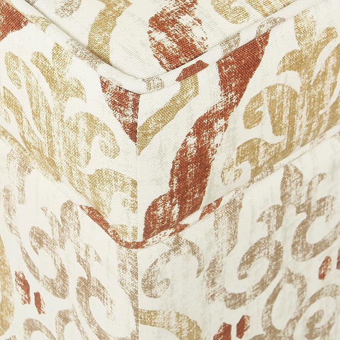 Spatial Order Square Ottoman - Burnt Orange and Cream Medallion