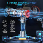 PocketDuster 2-in-1 Compressed Air Duster and Mini Vacuum Cleaner with 150000 High RPM - Powerful Brushless Motor for Desktop, Keyboards, Laptop, Dryer and Electronics