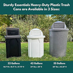 Sturdy Essentials Campus Collection 32 Gallon Square Slatted 100% Recycled Plastic Heavy-Duty Commercial Outdoor or Indoor Trash Can with Push Top Lid | Great for Schools and Businesses - Orange