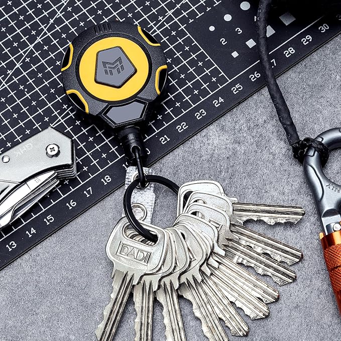 MNGARISTA Upgraded Heavy Duty Retractable Keychain with Belt Clip, 10 OZ Retraction, 31.5" Stainless Steel Cord, ID Badge Reel with Badge Strap and Key Ring, 2 Pack