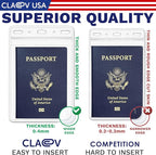 Claev Flexible and Tear Resistant Vertical 4x6 Passport & Card Holders (4x6 Extra Large (XXL), 50 Pack), Clear Zipperless ID Plastic Name Card Badge Holders for Travel, Conferences, Conventions