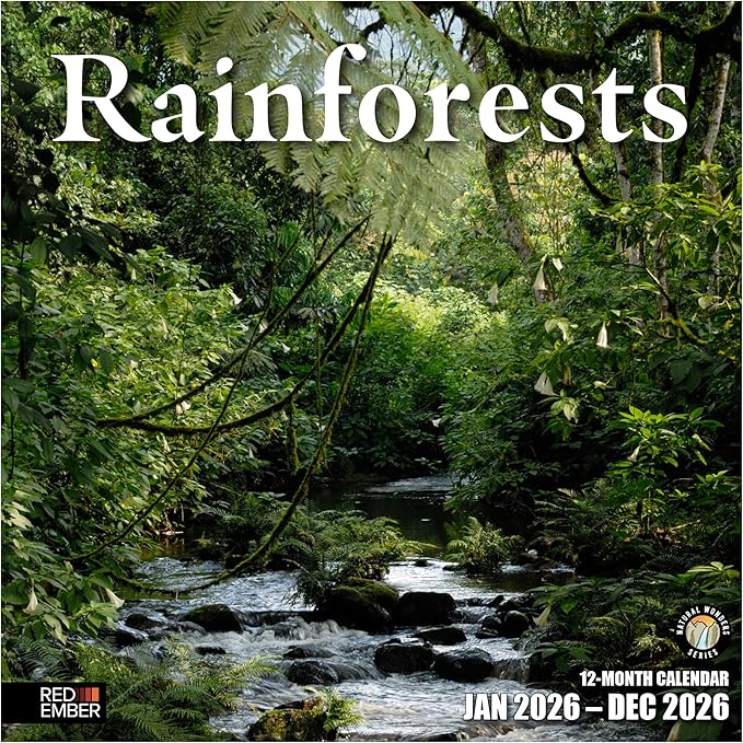 RED EMBER Rainforests 2026 Wall Calendar 12 Month | 12" x 24" Open | Thick & Sturdy Paper | Holiday Gift | Nature Calendar 2026