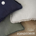 Foindtower Set of 2 Decorative Linen Fringe Throw Pillow Covers Cozy Boho Farmhouse Cushion Cover with Tassels Soft Accent Pillowcase for Couch Sofa Living Room Home Decor, 26×26 Inch, Natural Beige