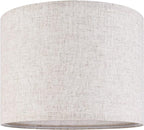 Set of 2 Drum Lampshades for Table, Floor & Bedside Lamps - 13 * 13 * 10 inch, Medium Beige Gray Shades - Natural Fabric Spider Fitter - Modern & Rustic Interiors - By GO&SO Assembly Required