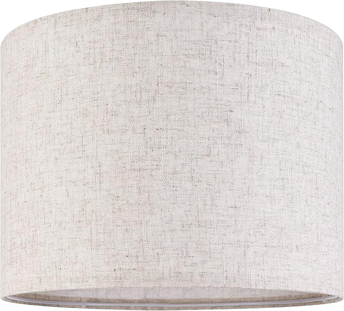 GO&SO Natural Linen Medium Drum Lamp Shades 13" Top x 13" Bottom x 10" High (Spider) Modern Beige Gray Lampshade for Table Lamps Bedside Lamps -Assembly Required - By GO&SO
