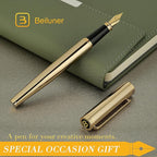 BEILUNER Gold Fountain Pen,Stunning Luxury Pens with 24K Gold Finish, Gorgeous 24K Gilded Nib(Fine), Trustworthy Pen Gift for Men&Women -Ink Converter-Elegant, Professional, Nice Pen for Writing