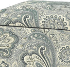 Adeco 18 Inch High Cube Ottoman Storage, Paisley Linen Chair Foot Stools, Upholstered Vanity Stool with Hinged Lid, Solid Wood Legs