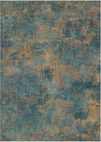 GENIMO Washable Area Rugs for Living Room, 10x14 Vintage Non Slip Rugs, Low Pile Lightweight Soft Print Rug for Bedroom, Dining Room, Home Office, Dark Blue Green
