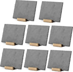 Ilyapa Mini Chalkboard Signs with Stand, 8 Pack - Rustic 5x6 Inch Small Slate Tabletop Chalk Boards with Wood Stands Set, Food Signs for Buffet Table