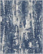 GENIMO 8x10 Area Rugs for Living Room, Machine Washable Non Slip Rugs, Low Pile Lightweight Vintage Print Rug for Bedroom, Dining Room, Home Office, Distressed Blue/Grey