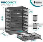 GoldOrcle 8 Tier Paper Letter Tray Organizer with Drawer & 2 Pen Holders, Mesh Desk File Holder Storage Organization for Home School Classroom & Office