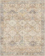 GENIMO 9x12 Area Rugs for Living Room, Machine Washable Non Slip Vintage Rugs, Low Pile Lightweight Print Rug for Bedroom, Dining Room, Home Office, Warm Brown