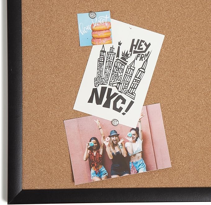U Brands Cork Bulletin Board, 17" x 23", Black Wood Frame