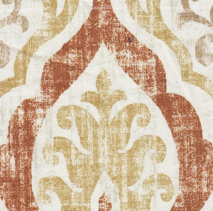Spatial Order Square Ottoman - Burnt Orange and Cream Medallion