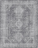 GENIMO 5x7 Area Rugs for Living Room, Machine Washable Non Slip Rugs, Low Pile Lightweight Print Rug for Bedroom, Dining Room, Home Office, Vintage Grey
