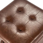 Asense 17 Inch Faux Leather Ottoman with Storage, Square Ottoman Footstool Upholstered Footrest for Couch Entryway Bedroom Living Room, Coffee