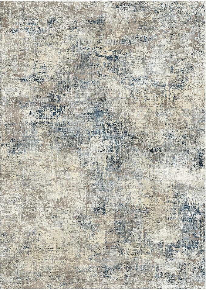 GENIMO Washable Area Rugs for Living Room, 10x14 Modern Non Slip Rugs, Low Pile Lightweight Soft Print Rug for Bedroom, Dining Room, Home Office, Blue Grey Beige
